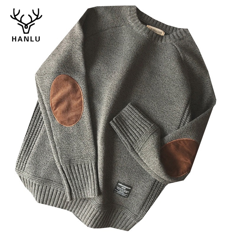 HANLU เสื้อสเวตเตอร์ถักหนาสำหรับผู้ชาย