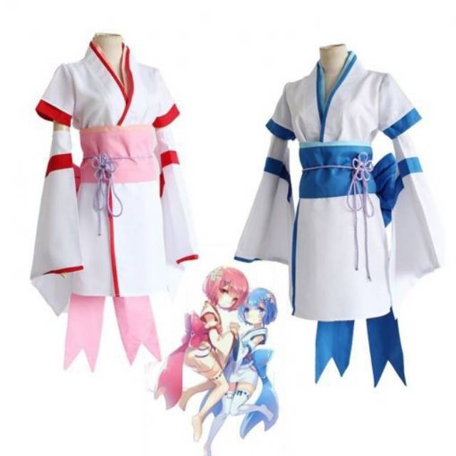 Re:Zero Ram Rem Yukata เด็ก Ver คอสเพลย์เครื่องแต่งกายอะนิเมะ