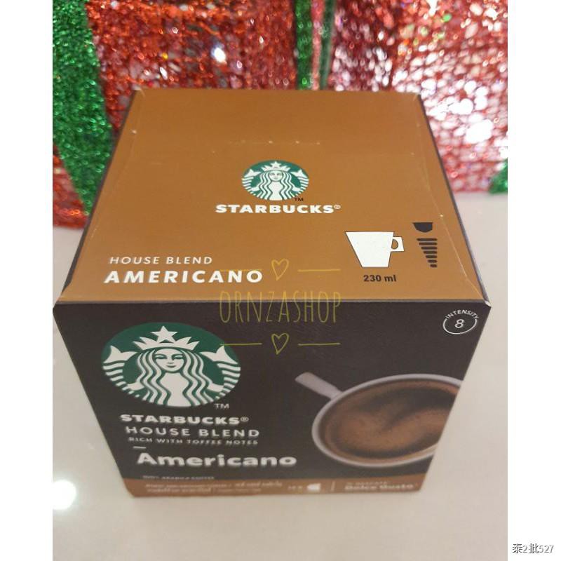 STARBUCKS® AMERICANO HOUSE BLEND กาแฟแคปซูลสำหรับเครื่องชงกาแฟ Dolce Gusto 1กล่อง มี 12แคปูล