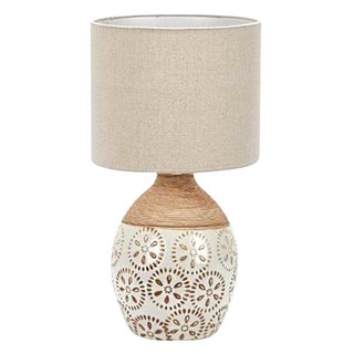 Table lamp TABLE LAMP CARINI CLASSIC F4289 FABRIC/CERAMIC BROWN The lamp Light bulb โคมไฟตั้งโต๊ะ ไฟตั้งโต๊ะ CARINI CLAS