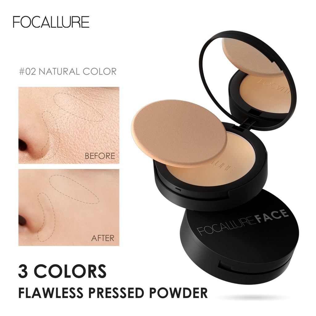 FOCALLURE แป้งฝุ่นอัดแข็ง เนื้อแมตต์ ปกปิดรูขุมขน ติดทนนาน มี 3 เฉดสี คุมมัน 12 ชม