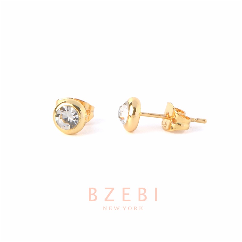 BZEBI ต่างหู ตุ้มหู แฟชั่น เกาหลี ทอง เครื่องประดับเงินแท้ earrings หนีบเกาหลี ห่วง หนีบ เกี่ยวใบหู เครื่องประดับเงิน ประดับเพทาย ทรงเรขาคณิต สําหรับผู้หญิง 317e