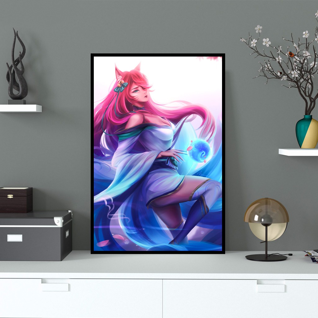 ภาพวาดผ้าใบ League of Legends Ahri น่ารัก