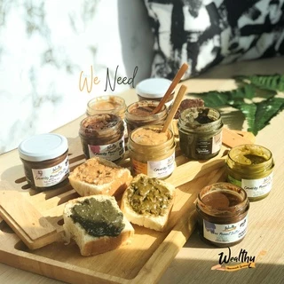 Wealthy เนยถั่วรสชาเขียว ไม่หวาน ชนิดผสมถั่วบดหยาบ Matcha crunchy peanut butter
