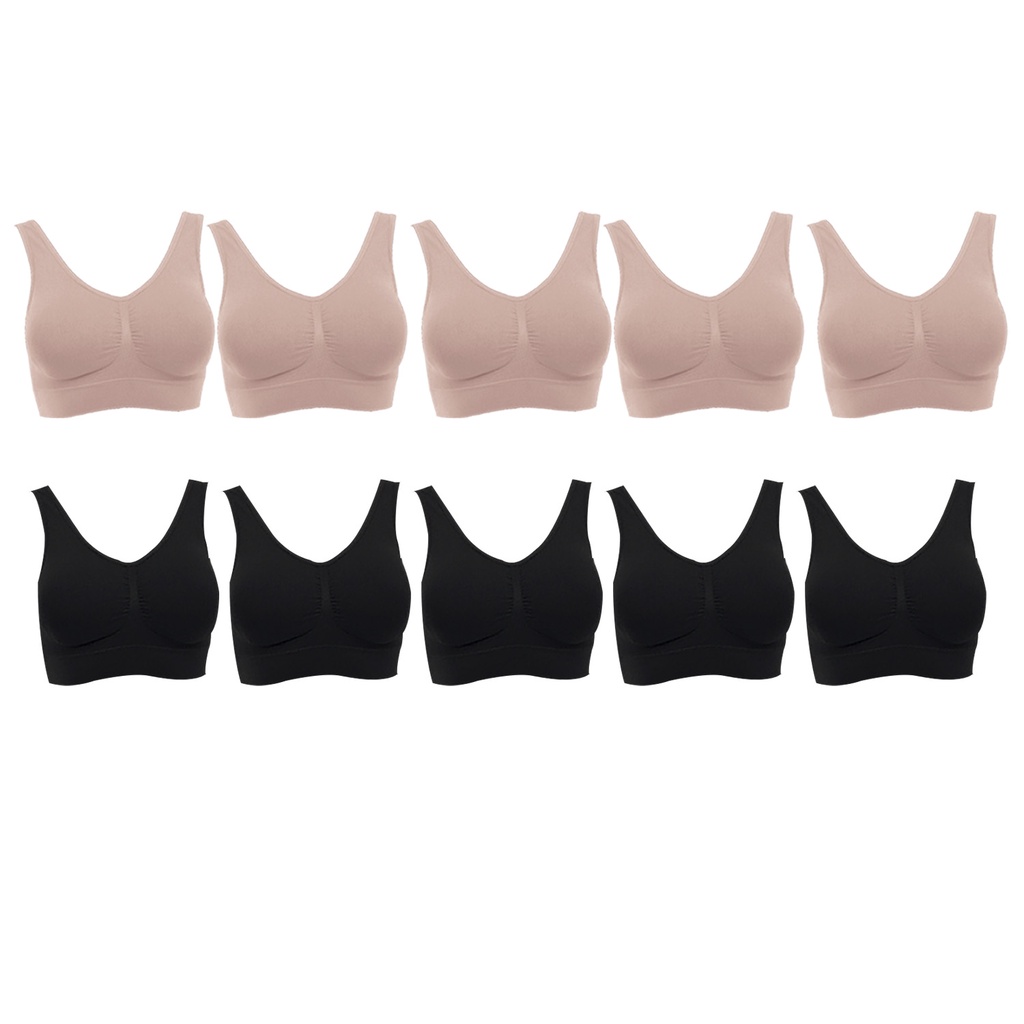 Wacoal Surprise Seamless Bra set 10 ชิ้น เสื้อชั้นใน ทอไร้ตะเข็บ แบบสวมหัว รุ่น WH9C24 สีเบจ (BE)/ สีดำ (BL) ราคา ถูกที่สุด ดีลบีเคเค แกลเลอรีภาพที่ 2