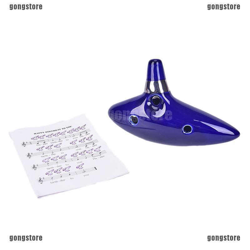 ขลุ่ยเซรามิก alto c of ocarina 12 รูเครื่องดนตรีสีฟ้า