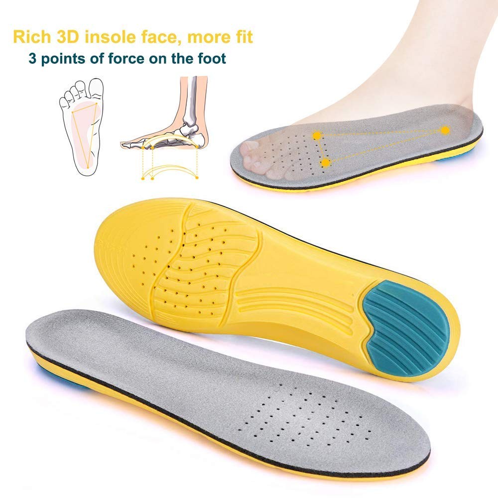แผ่นเสริมรองเท้า แผ่นรองเท้าเพื่อสุขภาพ กันกระแทก(สีดำเหลือง) รุ่น  Sports shoes insole (Black-Yello