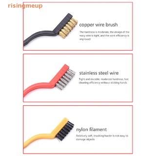 [risingmeup] แปรงลวดสเตนเลส ทองเหลือง สเตนเลส สีดํา สําหรับทําความสะอาดฝุ่น สนิม และสี 1 3 ชิ้น