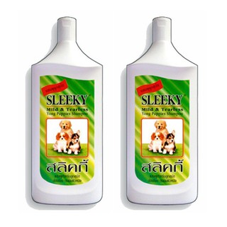 แชมพูสุนัข อ่อนโยน ไม่ระคายเคืองตา สำหรับลูกสุนัข 350ml. (แพ๊ค 2 ขวด) Sleeky Mild &amp; Tearless Young Puppy Shampoo (2unit)