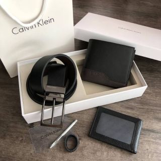 กระเป๋าสตางค์ เข็มขัด Calvin Klein Leather Belt &amp; Wallet Set