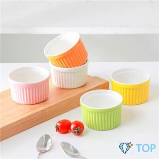 [โค้ด PSKK149 ลดสูงสุด 99-.]ถ้วยพุดดิ้ง สีสันแคนดี้ ชามเซรามิค ทนต่ออุณหภูมิสูง แม่พิมพ์อบ ทนต่ออุณหภูมิสูง Baking mold