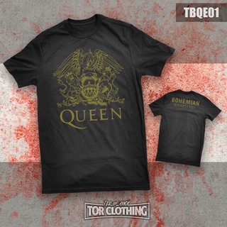 (พร้อมส่ง) เสื้อยืดลําลอง ผ้าฝ้าย 100% แขนสั้น พิมพ์ลายโลโก้ Queen - Bohemian Rhapsosy - Murah - Band Rock - TBQE01 lelaki สีดํา พลัสไซซ์ XS-XXXL สําหรับผู้ชาย ของขวัญวันเกิด