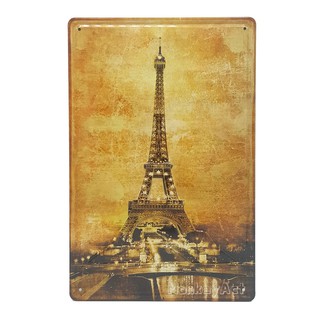 ป้ายสังกะสีวินเทจ The Vintage Eiffel Tower (ปั๊มนูน)