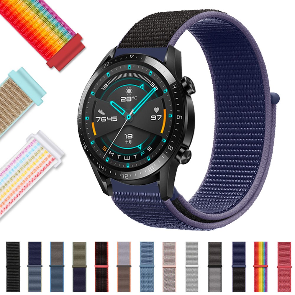 สายรัดไนลอนสร้อยข้อมือ Breathable สายคล้องคอสําหรับ Huawei Watch GT GT2 GT3 SE GT4 GT5 GT6 Pro 46mm 