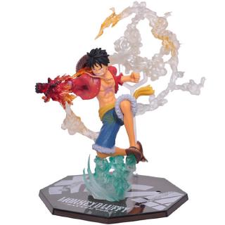 โมเดล ฟิกเกอร์ PVC การ์ตูนอะนิเมะ วันพีซ Monkey D Luffy Battle Ver. WIth Box Fire Fist