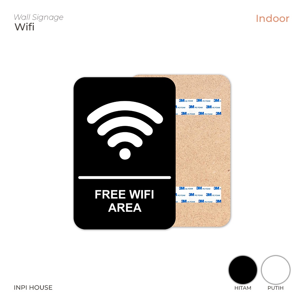Putih HITAM พื้นที่ wifi ฟรี - ป้ายตกแต่งผนัง - สีดําและสีขาว