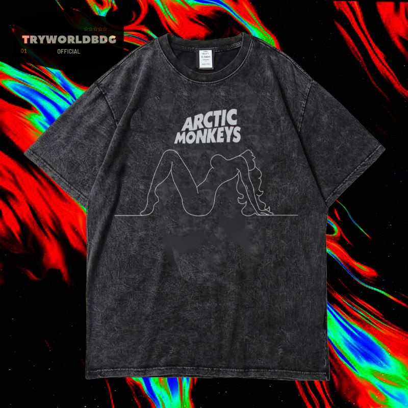 OVERSIZED KAOS / WASHED KAOS / เสื้อยืด OVERSIZED / ARCTIC MONKEYS BAND KAOS 505 VINTAGE TEE