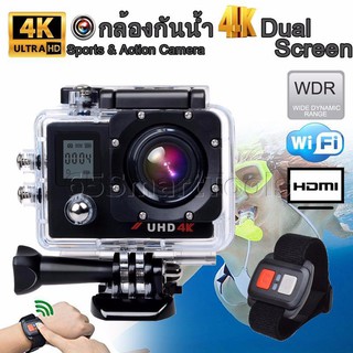 InnTech กล้องติดหมวกกันน็อคกันน้ำ Sport Cam 4K UHD Dual Screen with WIFI สีดำ รุ่น HM3