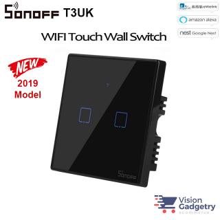 Sonoff Smart Home TX T3 T3UK2C ปลั๊กสวิตช์ติดผนัง Wifi RF แผงสัมผัส Alexa 2 Double Gang