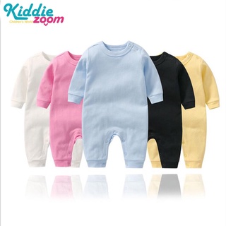 Kiddiezoom ชุดนอนจั๊มสูทรอมเปอร์ แขนยาว สีพื้น แฟชั่นฤดูใบไม้ผลิ และฤดูใบไม้ร่วง สําหรับเด็กผู้ชาย และเด็กผู้หญิง 0-12 เดือน