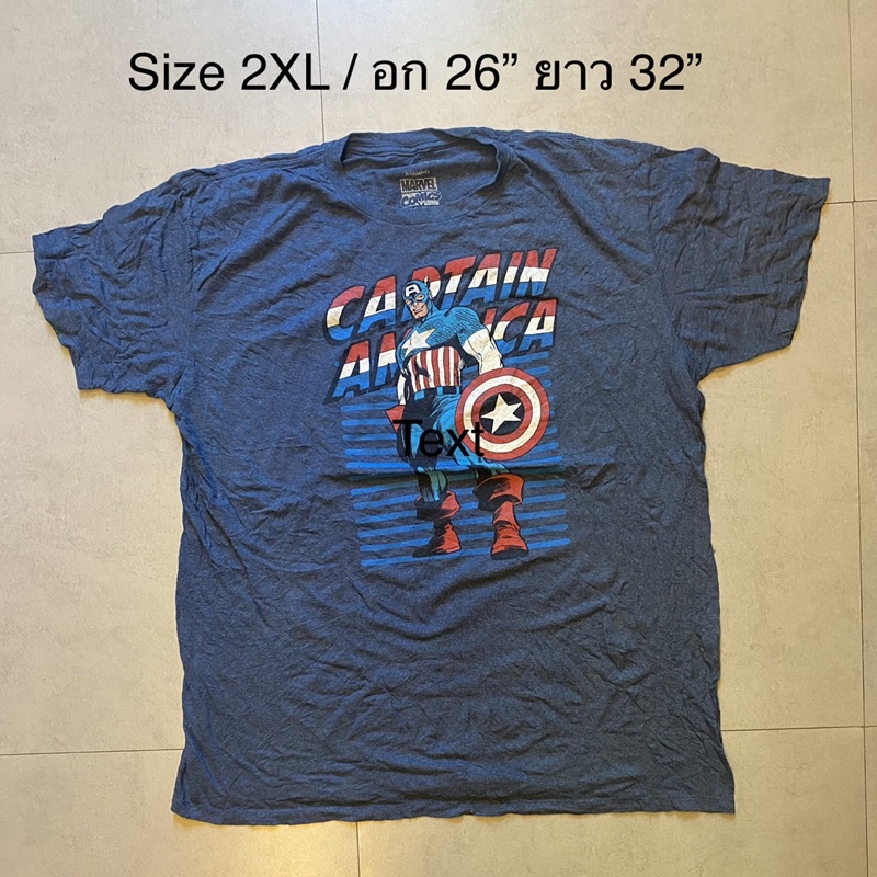 เสื้อยืด มือสอง Captain America กัปตัน อเมริกา Marvel Comics มาเวล เสื้อการ์ตูน เปิดกระสอบ ของแท้