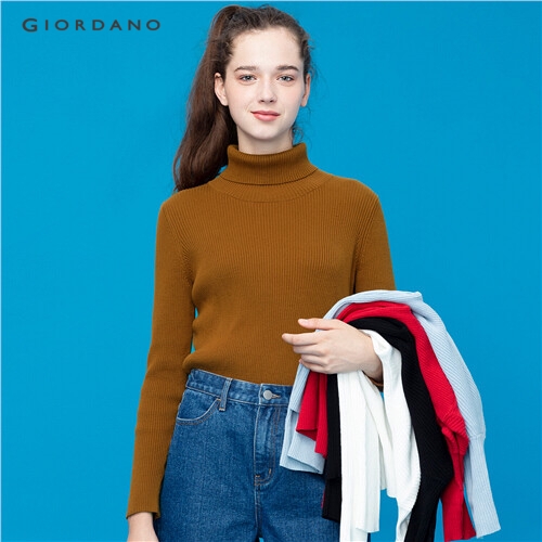 GIORDANO WOMEN Cotton turtleneck knitted sweater 05359868