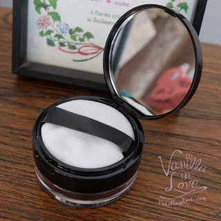 BA09 ตลับแป้งฝุ่นเปล่า สีดำ ตาข่ายกระจายแป้ง พร้อมพัฟแต่งหน้า Empty powder box ขนาด 20 กรัม