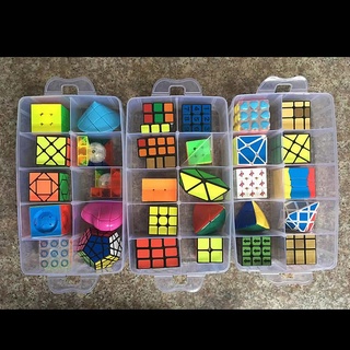 Rubik s cube กล่องเก็บของ multi-layer โปร่งใสที่ถอดออกได้และวางซ้อนกันได้ 3 ชั้นขนาดใหญ่ Rubik s cube กล่องของเล่นกระ