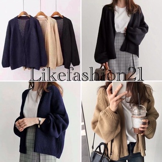 🔥ถูกที่สุด🔥พร้อมส่งเสื้อคลุมคาร์ดิแกน ไหมพรมแบบหนาแขนยาว