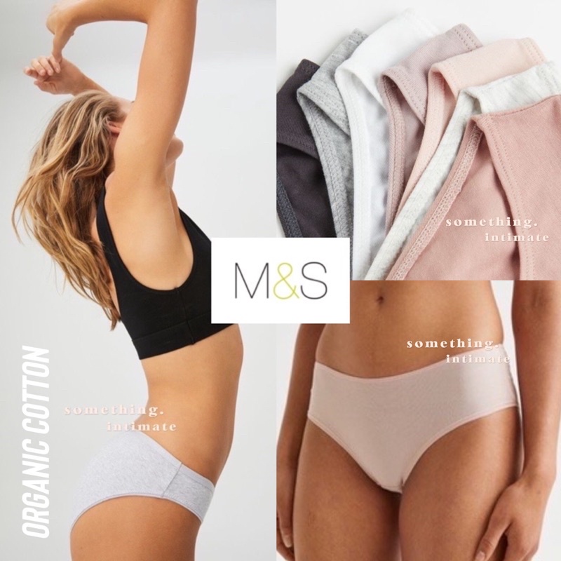 Katun Marks & Spencer ผ้าฝ้ายทุกวัน Undies ผ้าฝ้ายอินทรีย์ 100% Hipster บิกินี่กางเกงชุดชั้นใน CD กา