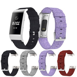 อะไหล่สายรัดข้อมือ ผ้าแคนวาส สำหรับ Fitbit Charge 3