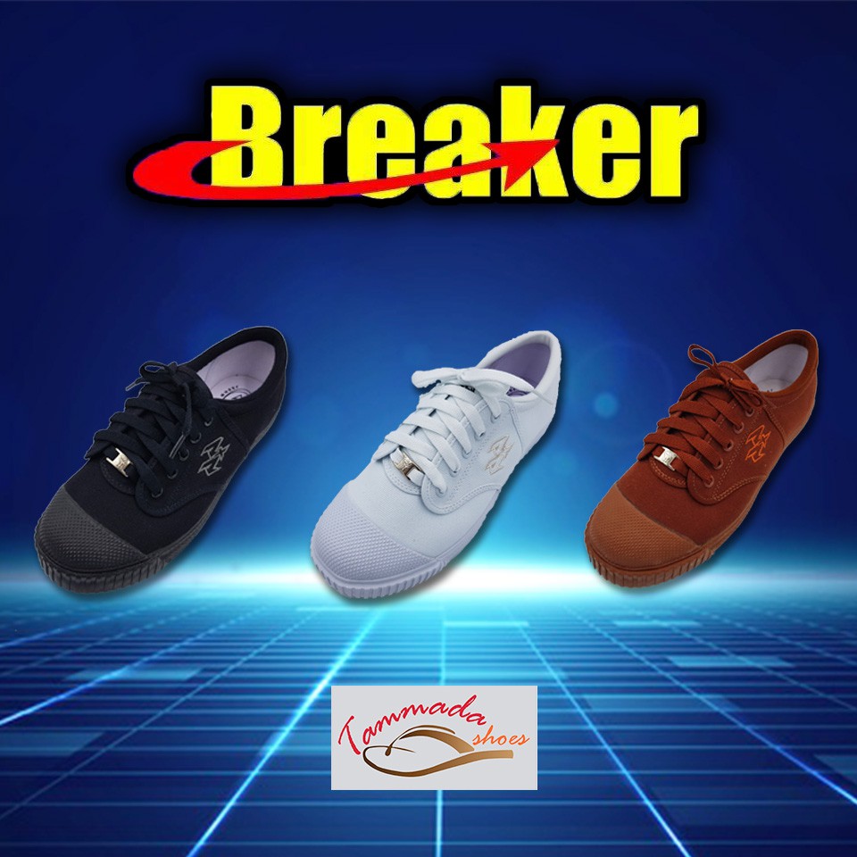 รองเท้าเบรกเกอร์ Breaker รุ่น 4x4 รองเท้าผ้าใบสีขาว