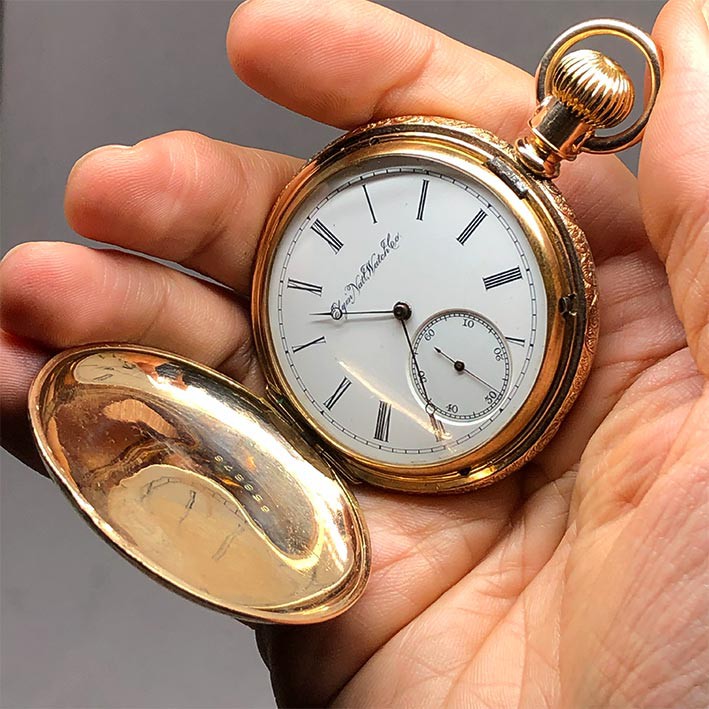 นาฬิกามือสอง ของแท้ นาฬิกาพกไขลาน ELGIN NATL WATCH CO, pocket watch 1900 ขนาดตัวเรือน 51 mm