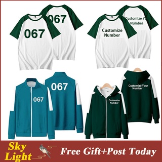 เสื้อยืดพิมพ์ลายปลาหมึกเกมส์ Costomize Numer 067 สไตล์เกาหลีสําหรับผู้ชาย