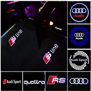 ไฟโปรเจคเตอร์โลโก้ 3D ไม่จางหาย สําหรับ Audi A3 A5 A7 Q3 B7 B8 C5 C6 S3 Quattro TT RS 2 ชิ้น