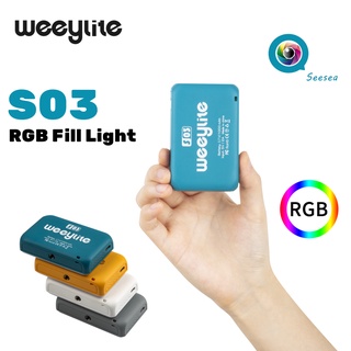 Weeylite S03 RGB ไฟวิดีโอมินิแบบพกพากล้องถ่ายภาพพ็อกเก็ต LED เติมแสง APP ควบคุม Dimmable Live Vlog Lamp