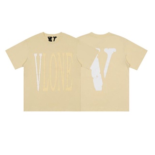 Vlone เสื้อยืดแขนสั้น ผ้าฝ้าย พิมพ์ลาย แฟชั่นสําหรับผู้ชาย และผู้หญิง