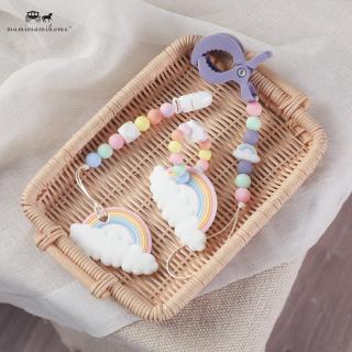 1 PC Teether Baby Pacifier Chain Rainbow Series สร้อยข้อมือ Pacifier Chain รถเข็นเด็ก Teething ซิลิโคนของเล่นของขวัญ