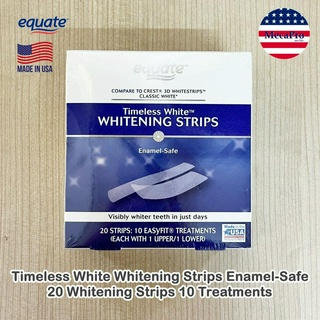 Equate® Timeless White Whitening Strips Enamel-Safe 20 Whitening Strips 10 Treatments  แผ่นฟอกฟันขาว ขจัดคราบเหลือง