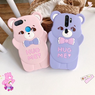 เคสโทรศัพท์มือถือ ซิลิโคน ลายการ์ตูนหมีกอดน่ารัก สําหรับ Realme X OPPO A9 A5 2020 A12 A7 A5S A12E A3S A3 F9 Pro Reno Z 2 R17 R15 R15X R11 R11S