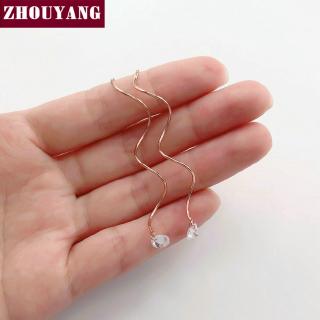 ZHOUYANG ต่างหูสำหรับผู้หญิง แต่งเพชร KC170