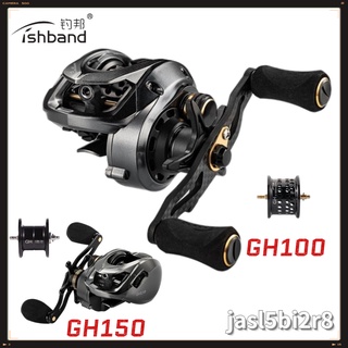 รอกหยดน้ำ รุ่น GH100/GH150 สปูนตื้น เบรก4.5 kg ลูกปืน 11+1 ระบบหน่วงแม่เหล็ก รอบ 7.2.1