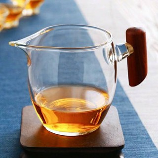 แก้วน้ำญี่ปุ่น ถ้วยน้ำชา ถ้วยแก้วทนความร้อนด้ามไม้  ทรงสูง Heat-Resistant Glass Pitcher Wooden Handle Glass By สุวภัทร