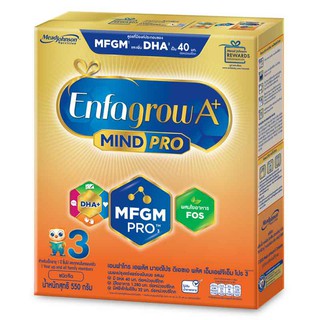 🔥HOT🔥 เอนฟาโกร เอพลัส มายด์โปร ผลิตภัณฑ์นมผง สูตร 3 รสจืด 550 กรัม Enfagrow A+ 3 Mind Pro 550 g