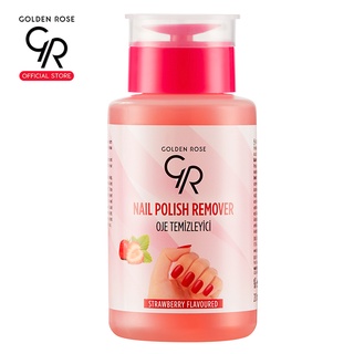 Golden Rose โกลเด้น โรส น้ำยาล้างเล็บ แบบหัวปั้ม 200มล. กลิ่นสตรอเบอร์รี่ Nail Polish Remover Pump 200 ml. Strawberry