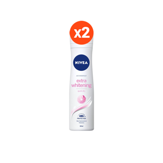 [ส่งฟรี] นีเวีย เอ็กซ์ตร้า ไวท์เทนนิ่ง สเปรย์ 150 มล. 2 ชิ้น NIVEA DEO EXTRA WHITENING SPRAY 150 ml. 2 Pcs