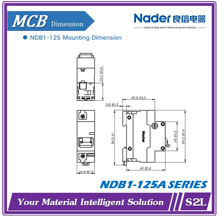 NDB1-1251 NDM1-125 C1251 MCB Breaker 1P 125A นาเดอร์ เบรคเกอร์ New ...