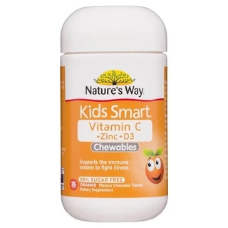 Nature's Way Kids Smart Vitamin C + Zinc + D3 Chewables 75 Tablets For Children วิตามินซีเด็ก