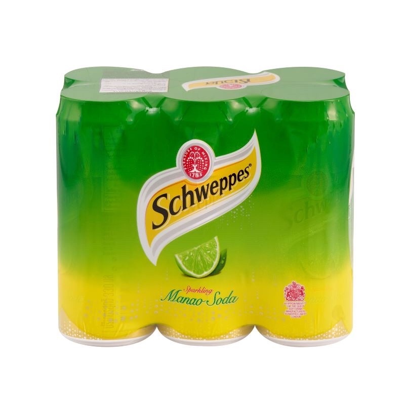 (แพ็ค 6) Schweppes Soft Drink Lime Sparkling Soda ชเวปส์ มะนาวโซดา (เครื่องดื่มผสมน้ำรสมะนาว 6%) 330 มล.
