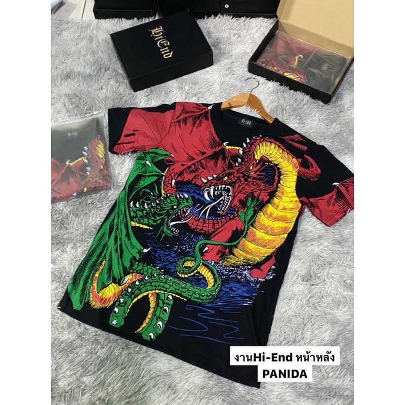 เสื้อยืดพิมพ์ลายOVP HIEND ลายมังกรยุค90 พร้อมกล่อง